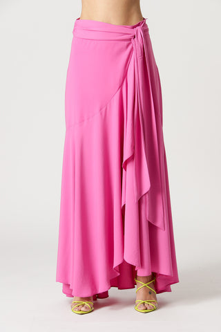 Falda larga con volantes - FUCSIA