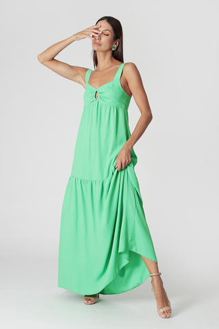 Vestido Longo Barrado - VERDE
