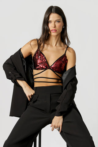 Top de lentejuelas con tirantes - BURDEOS