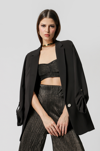 Top Faixa Plissado - PRETO