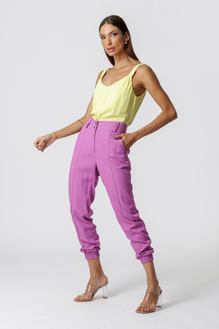 Camiseta de tirantes con pliegues - PISTACHO
