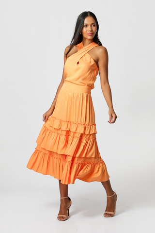 Falda con volantes y elástico - NARANJA