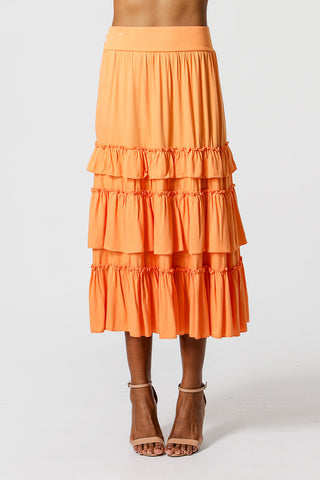 Falda con volantes y elástico - NARANJA