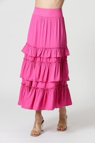 Falda con volantes y elástico - ROSA