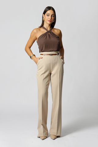 Pantalón recto de sastre con cinturón - ARENA
