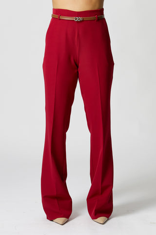 Pantalones rectos de sastre con cinturón - WINE ESC