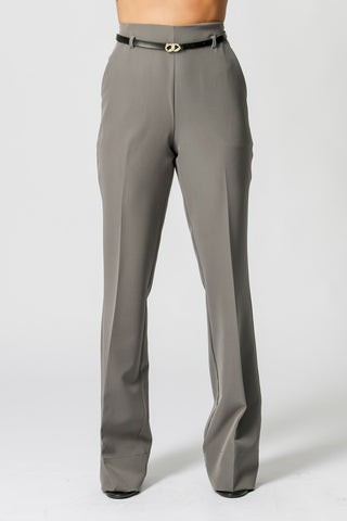 Pantalón recto sastre con cinturón - CHUMBO