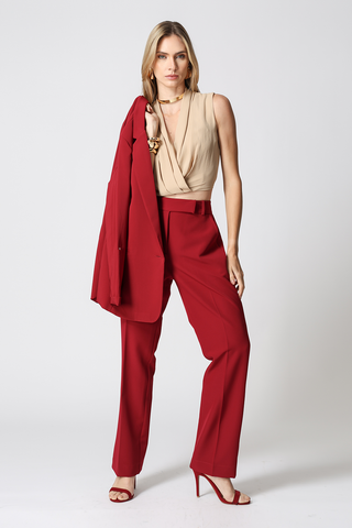 Pantalones minimalistas de tiro recto - WINE ESC