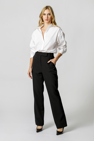 Pantalones minimalistas de tiro recto - NEGRO