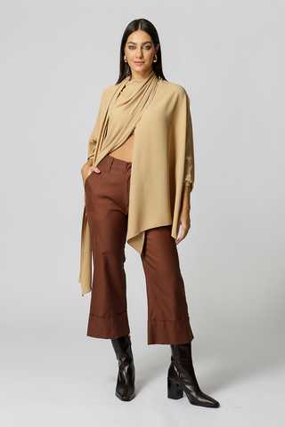 Pantalones de pierna ancha - MARRÓN
