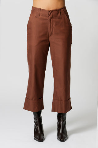 Pantalones de pierna ancha - MARRÓN