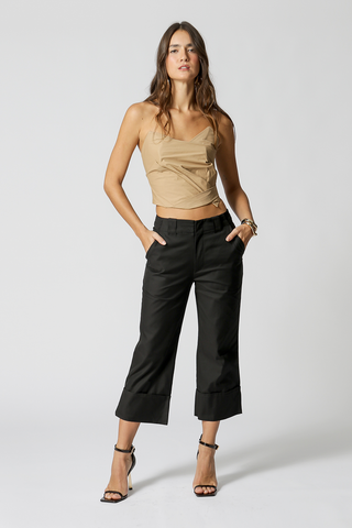 Pantalones de pierna ancha - NEGRO