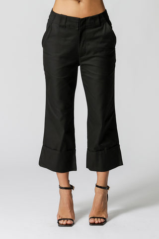 Pantalones de pierna ancha - NEGRO