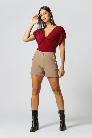 Body con hombros drapeados - WINE ESC