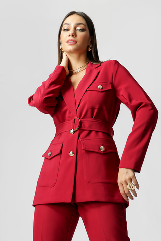 Blazer con bolsillos y botones dorados - WINE ESC