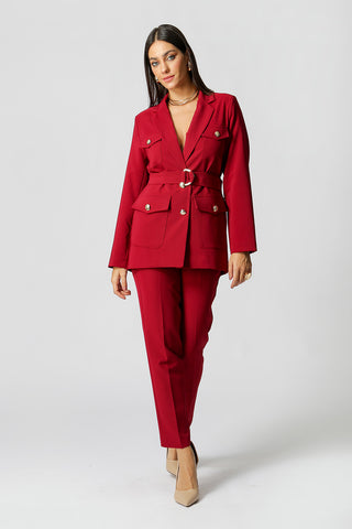 Blazer con bolsillos y botones dorados - WINE ESC