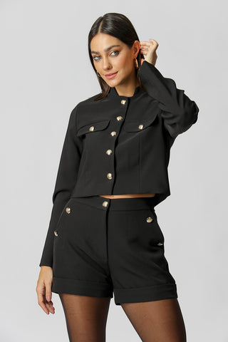 Chaqueta con botones dorados - NEGRA