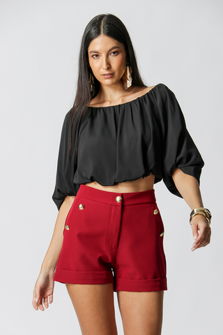 Blusa Balonê Ombro a Ombro - PRETO