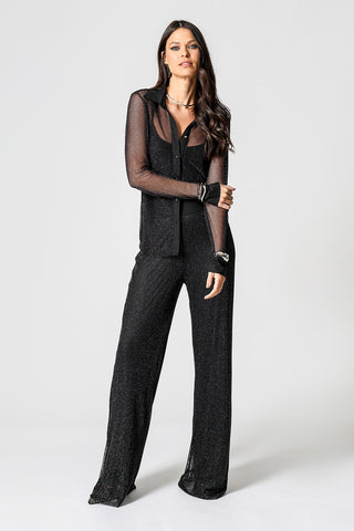 Camisa de malla transparente - NEGRA