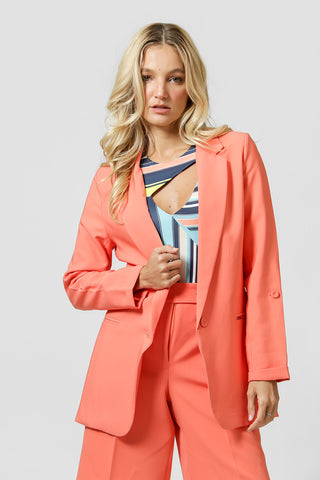 Blazer largo entallado - NARANJA