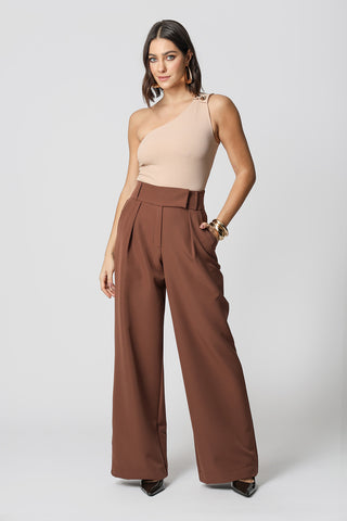 Blusa de un solo hombro con botones dorados - ARENA