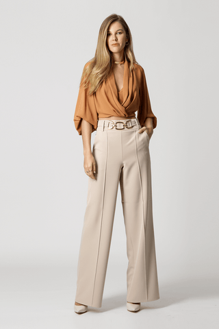 Pantalones anchos de sastre con cinturón metálico - ARENA 1