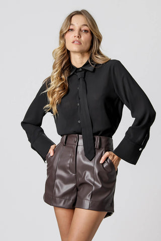 Camisa transparente con corbata - NEGRA