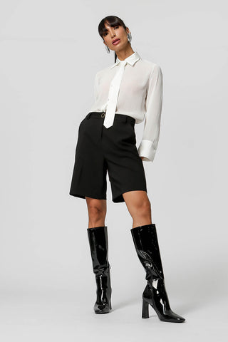 Camisa transparente con corbata - BLANCO ROJO