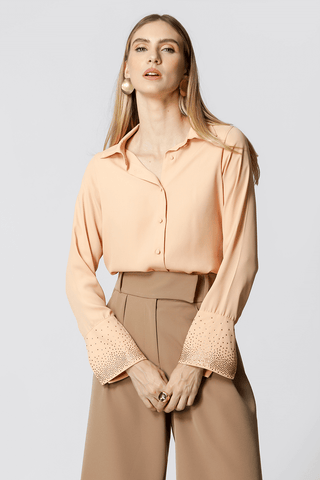 Camisa con puños de pedrería - SALMAO