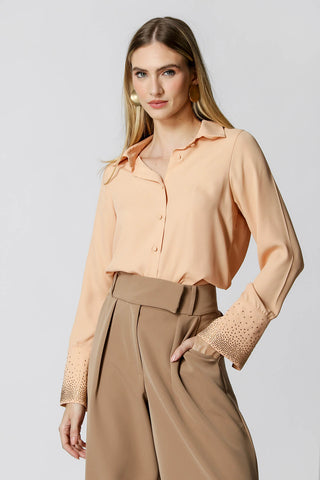 Camisa con puños de pedrería - SALMAO
