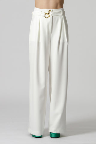 Calça Pantalona Com Cinto - OFF WHITE