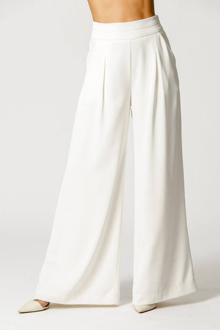 Pantalones plisados ​​con detalle en la cinturilla - BLANCO ROJO