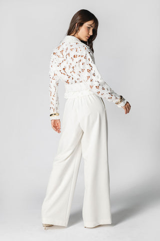 Gabardina corta de encaje - BLANCO ROJO