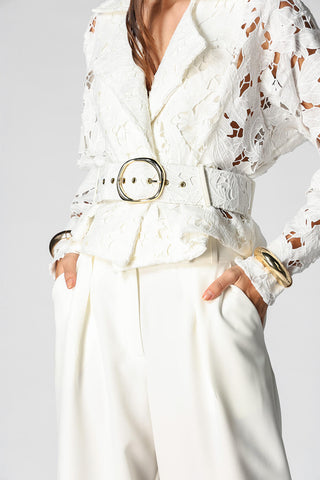 Gabardina corta de encaje - BLANCO ROJO