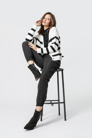 Cardigan Tricot Listrado - OFF WHITE