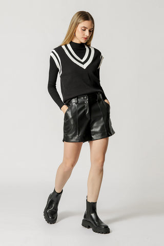 Blusa de punto a rayas - NEGRA