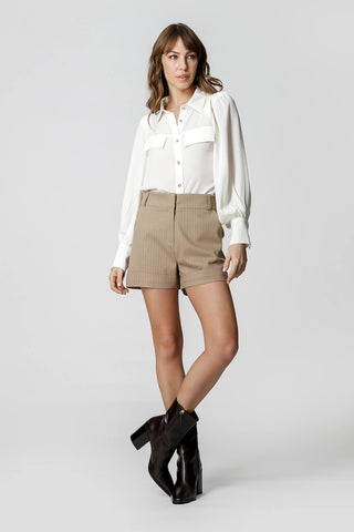 Camisa con mangas largas abullonadas - OFF WHITE