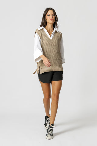 Colete Tricot Com Fivela - KAKI