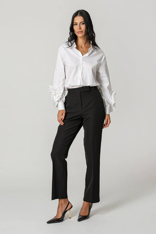 Camisa con detalle de flores 3D - BLANCO ROJO