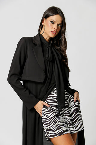 Trench Coat Multifuncional De Alfaiataria - PRETO