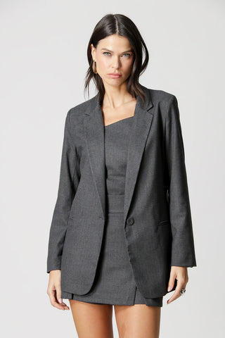 Blazer largo entallado de raya diplomática - LEAD 90145