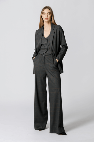 Blazer largo entallado de raya diplomática - LEAD 90146
