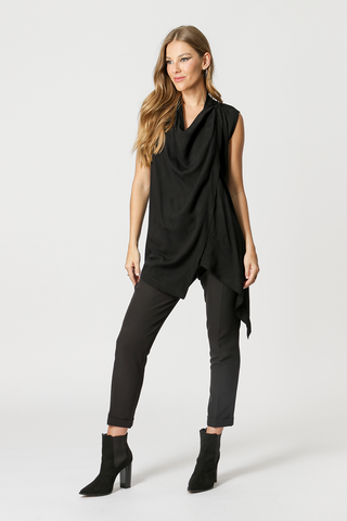 Blusa Transpassada Com Decote Degogê - PRETO
