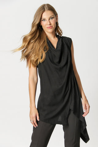 Blusa Transpassada Com Decote Degogê - PRETO