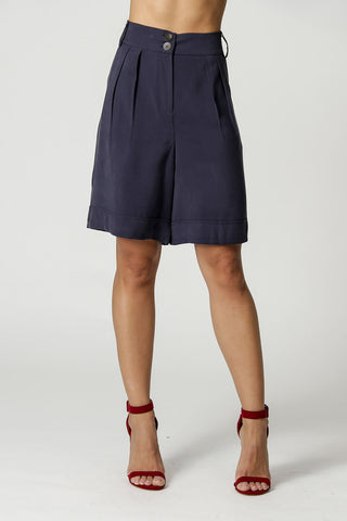 Bermudas de Tencel con bolsillos - AZUL MARINO