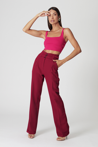 Blusa de escote cuadrado - VINO