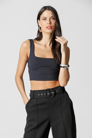 Blusa de cuello cuadrado - NEGRA