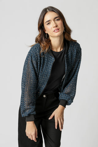 Chaqueta bomber de lana distintiva - PETROLEO