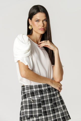 Blusa De Manga Com Volume - OFF WHITE
