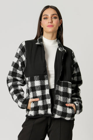 Chaqueta bomber a cuadros - NEGRO 90139